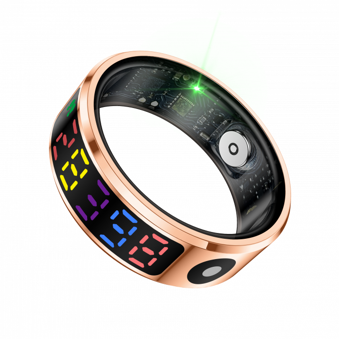 iSEN R12 Okos gyűrű Arany, Szívritmus, Vér oxigén, HRV, Stressz, Alvás, Lépésszámláló, Távolság és kalóriák, Hőmérséklet, Sport módok, Táv fényképezés, Töltőtok, 16 mAh [3]