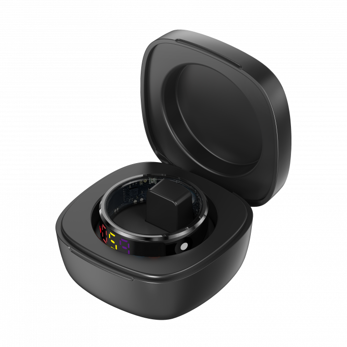 iSEN R12 Okos gyűrű Fekete, Szívritmus, Vér oxigén, HRV, Stressz, Alvás, Lépésszámláló, Távolság és kalóriák, Hőmérséklet, Sport módok, Táv fényképezés, Töltőtok, 16 mAh [8]