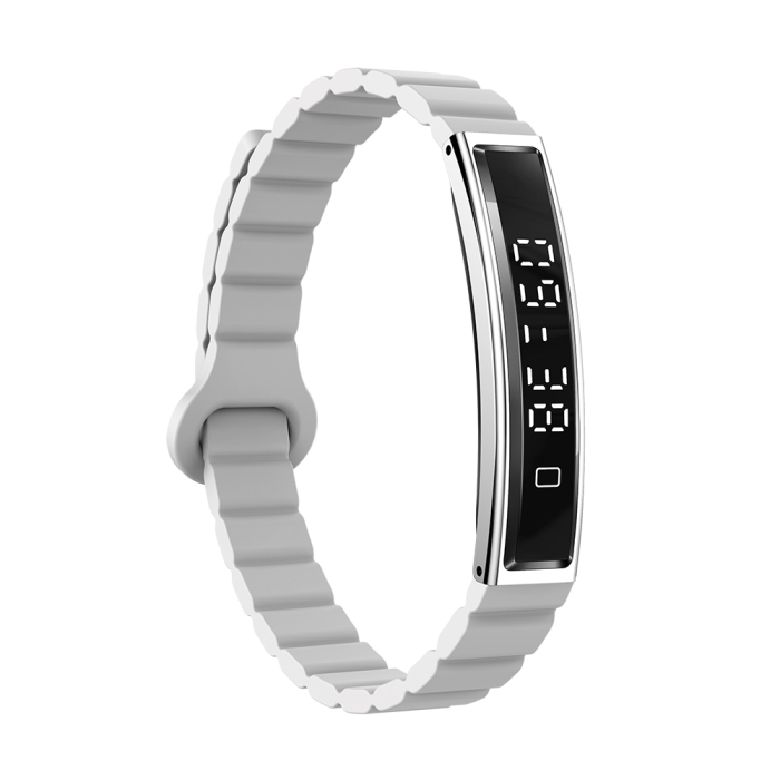 Okoskarkötő iSEN B3, Ezüst+Feher, Szilikon, 18mAh, Pulzusszám- és Vér-oxigénszint Mérő, Alvás- és Tevékenységkövetés, Női Egészség, Mesterséges Intelligencia Asszisztens, Mágneses Töltés [6]