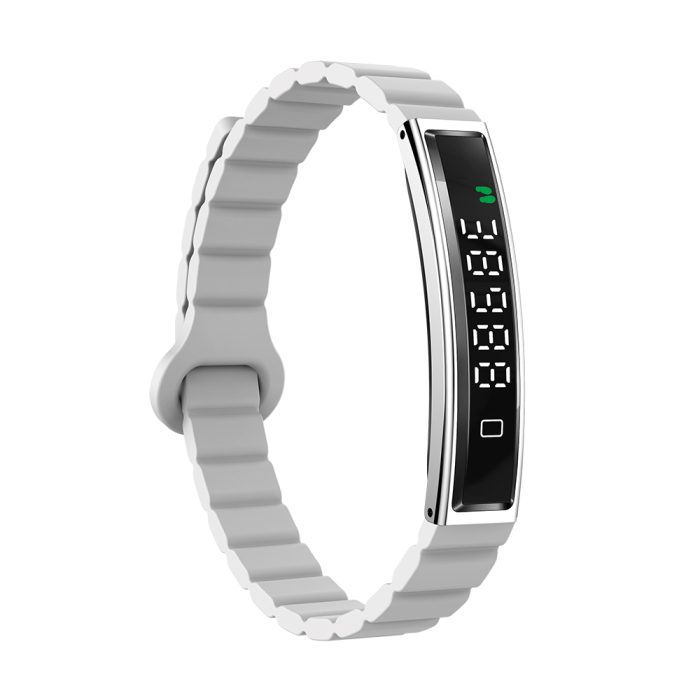 Okoskarkötő iSEN B3, Ezüst+Feher, Szilikon, 18mAh, Pulzusszám- és Vér-oxigénszint Mérő, Alvás- és Tevékenységkövetés, Női Egészség, Mesterséges Intelligencia Asszisztens, Mágneses Töltés [8]