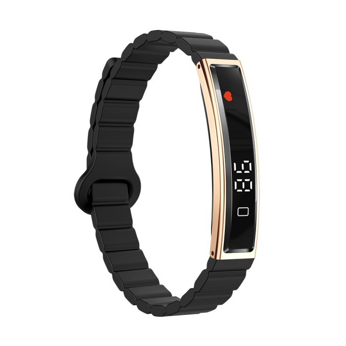Okoskarkötő iSEN B3, Fekete+Arany, Szilikon, 18mAh, Pulzusszám- és Vér-oxigénszint Mérő, Alvás- és Tevékenységkövetés, Női Egészség, Mesterséges Intelligencia Asszisztens, Mágneses Töltés [5]