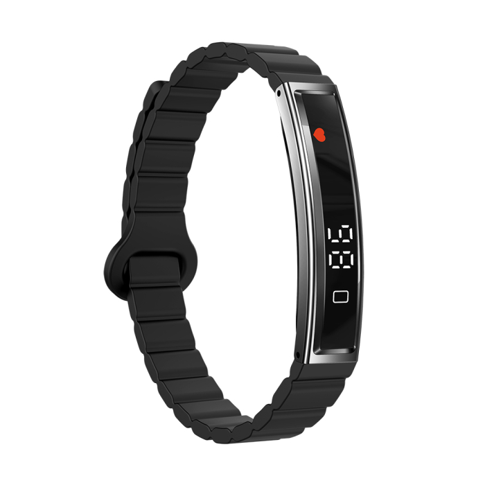 Okoskarkötő iSEN B3, Fekete+Ezüst, Szilikon, 18mAh, Pulzusszám- és Vér-oxigénszint Mérő, Alvás- és Tevékenységkövetés, Női Egészség, Mesterséges Intelligencia Asszisztens, Mágneses Töltés [5]