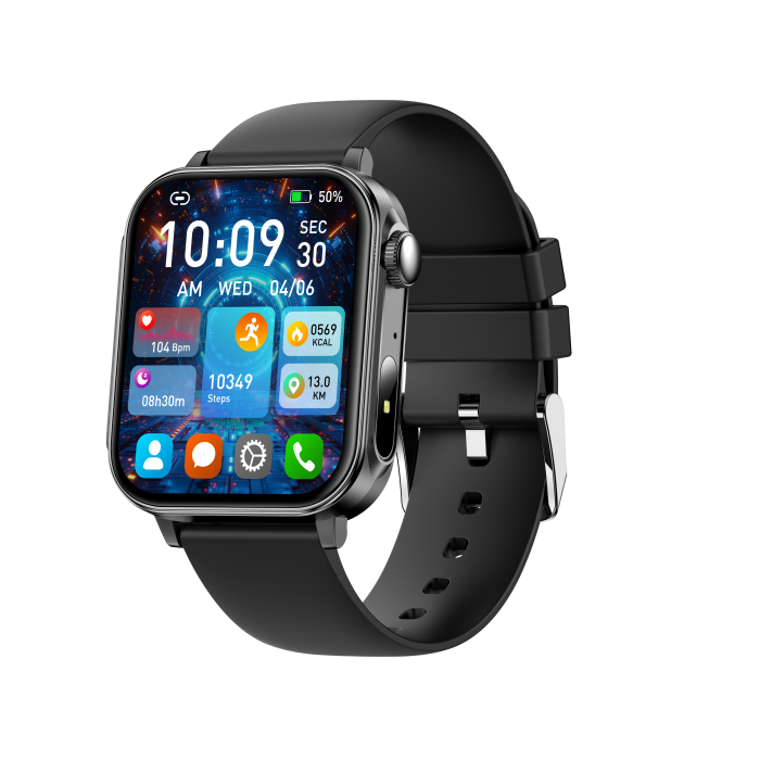 iSEN V96 Okosóra, Fekete, 1.83" HD, Pulzusszám, Vérnyomás, Véroxigén (SpO2), Hívás Funkció, 280 mAh, IP67, Szilikon Szíj, DaFit Alkalmazás, Zenevezérlés, Időjárás, Android 5.2 / iOS 9.0 [3]