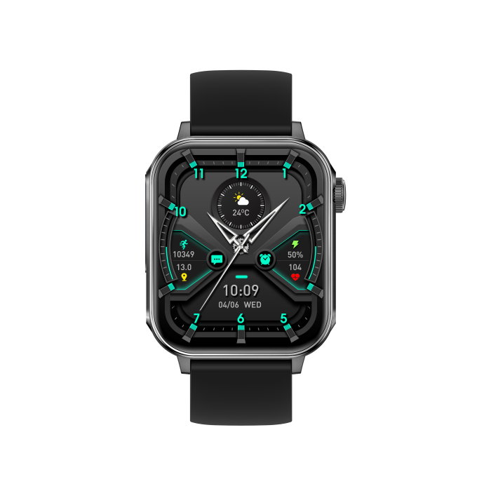 iSEN V96 Okosóra, Fekete, 1.83" HD, Pulzusszám, Vérnyomás, Véroxigén (SpO2), Hívás Funkció, 280 mAh, IP67, Szilikon Szíj, DaFit Alkalmazás, Zenevezérlés, Időjárás, Android 5.2 / iOS 9.0 [12]