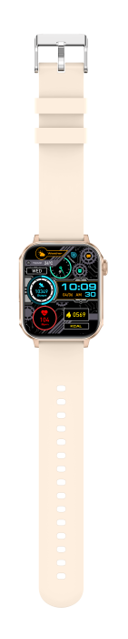 iSEN V96 Okosóra, Krém, 1.83" HD, Pulzusszám, Vérnyomás, Véroxigén (SpO2), Hívás Funkció, 280 mAh, IP67, Szilikon Szíj, DaFit Alkalmazás, Zenevezérlés, Időjárás, Android 5.2 / iOS 9.0 [14]