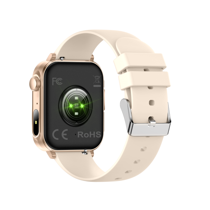 iSEN V96 Okosóra, Krém, 1.83" HD, Pulzusszám, Vérnyomás, Véroxigén (SpO2), Hívás Funkció, 280 mAh, IP67, Szilikon Szíj, DaFit Alkalmazás, Zenevezérlés, Időjárás, Android 5.2 / iOS 9.0 [10]