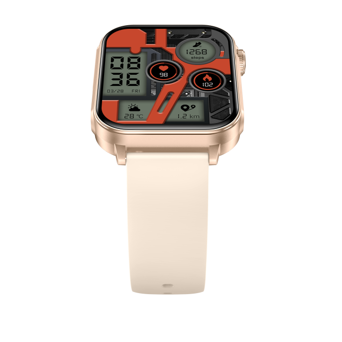 iSEN V96 Okosóra, Arany, 1.83" HD, Pulzusszám, Vérnyomás, Véroxigén (SpO2), Hívás Funkció, 280 mAh, IP67, Szilikon Szíj, DaFit Alkalmazás, Zenevezérlés, Időjárás, Android 5.2 / iOS 9.0 [13]