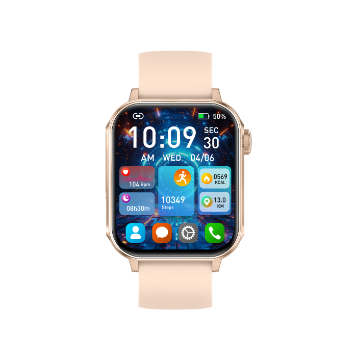 iSEN V96 Okosóra, Arany, 1.83" HD, Pulzusszám, Vérnyomás, Véroxigén (SpO2), Hívás Funkció, 280 mAh, IP67, Szilikon Szíj, DaFit Alkalmazás, Zenevezérlés, Időjárás, Android 5.2 / iOS 9.0 [8]