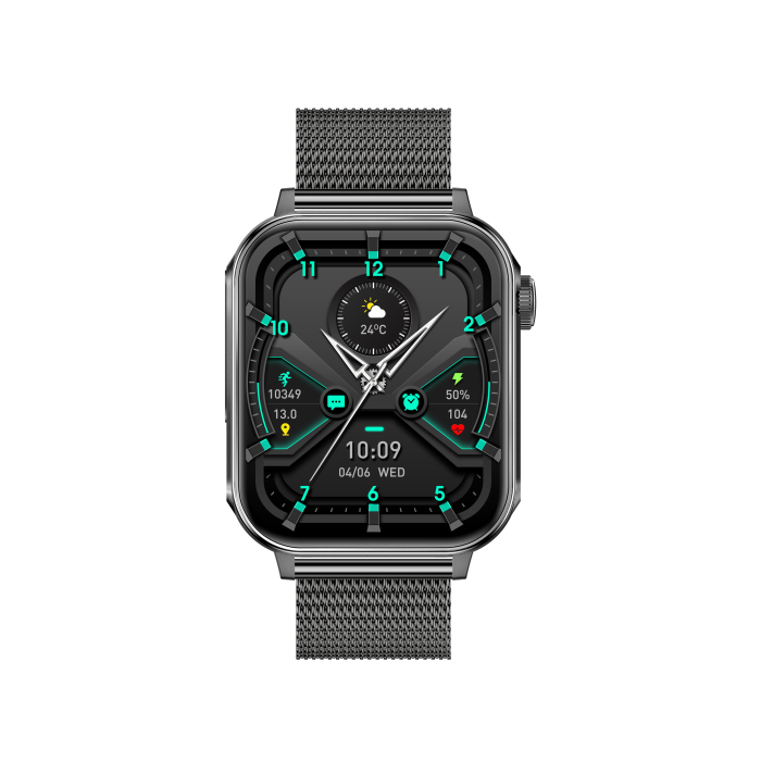 iSEN V96 Okosóra, Fekete, 1.83" HD, Pulzusszám, Vérnyomás, Véroxigén (SpO2), Hívás Funkció, 280 mAh, IP67, Fém Szíj, DaFit Alkalmazás, Zenevezérlés, Időjárás, Android 5.2 / iOS 9.0 [9]