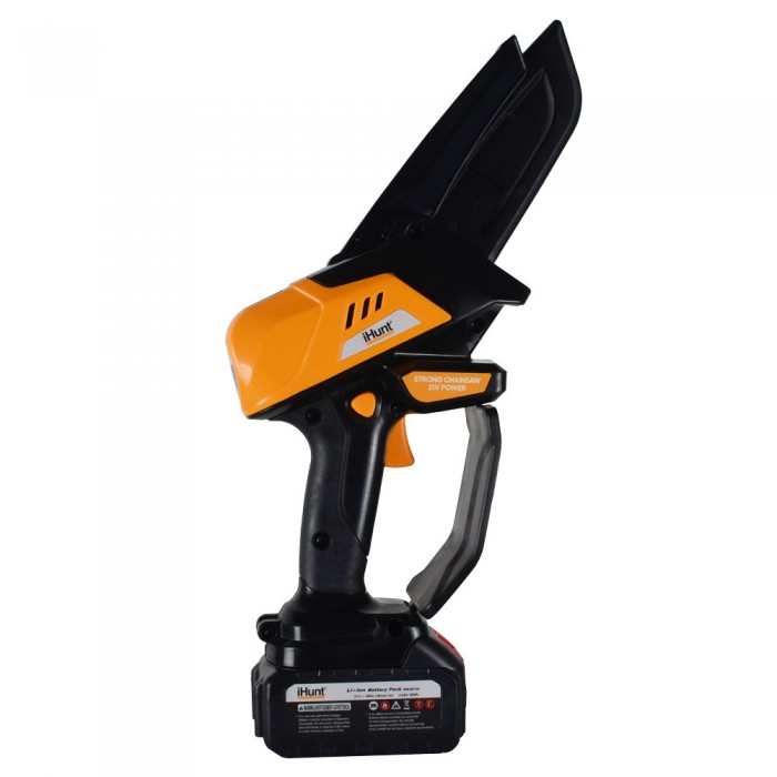 Komplett készlet Mini elektromos láncfűrész 4Ah akkumulátorral, iHunt Strong láncfűrész 21V Power, kefe nélküli motor, 10cm-es penge, 9m/s láncsebesség + töltő + töltő [8]