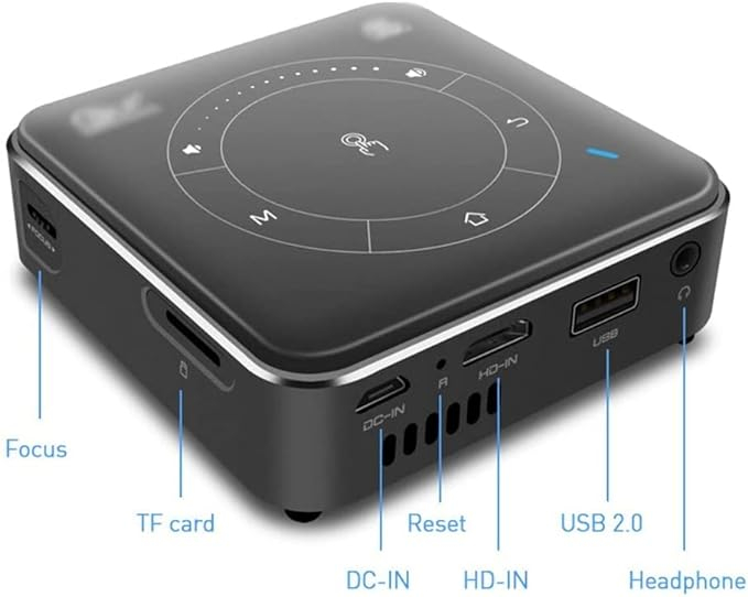 Mini proiector portabil DLP CSQ C99 Gri, 120", 3D, Decodare 4K, 2GB RAM, 16GB ROM, Android 9, Wifi 2.4/5G, Bluetooth 5, QuadCore, 3000mAh [2]