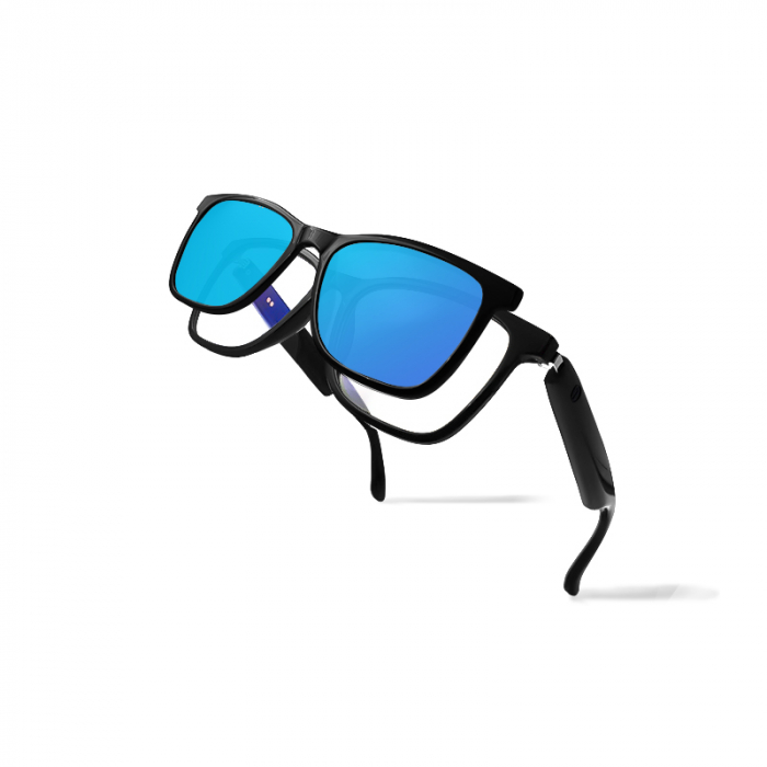 iSEN GS05 Okos Napszemüveg, Átlátszó Lencsék + Polarizált kék Lencsék, Unisex, Mágneses Keret, Beépített Mikrofon és Hangszóró, Bluetooth Zene és Hívások, Hangasszisztens [2]