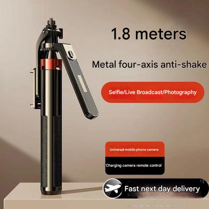 iSEN P185 Auto-sugárzó Selfie Bot Fekete, 1.8m, 360° Forgatás, Bluetooth Távirányító, Eltávolítható Fény Kitöltés, Type-C Gyors Töltés, 55mAh [2]