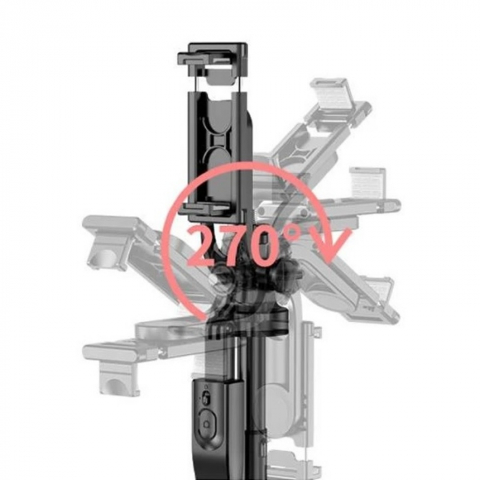 Selfie stick kihúzható állvány iSEN L16 fekete, 1530 mm, 1/4 port, levehető bluetooth távirányító, lengő fogantyú, 120 mAh [5]