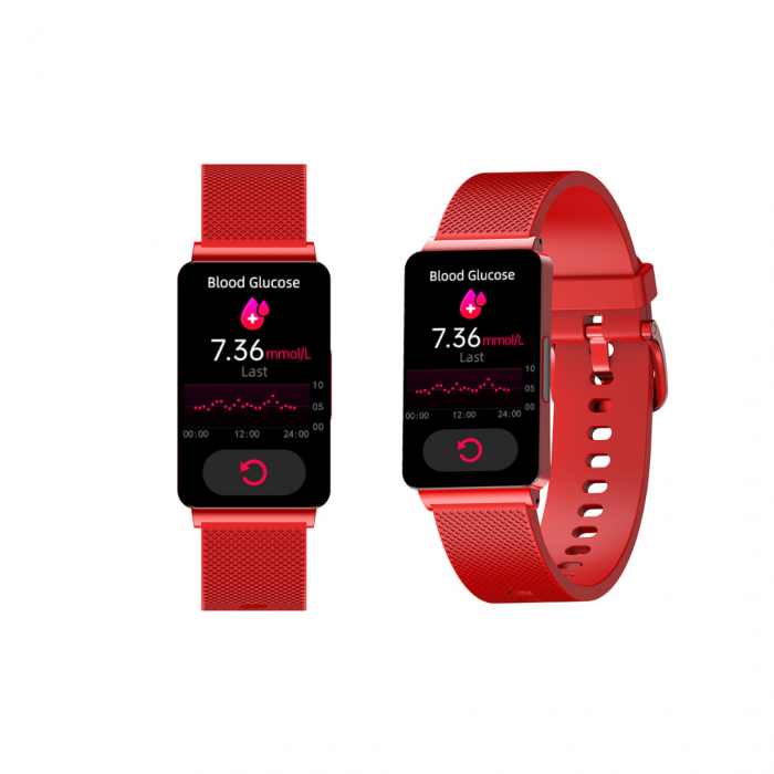 Smartband iSEN EP08 Piros, 1,57", HD, EKG, Vércukorszint, Szívritmus, Vérnyomás, Oxigén, Alvásmonitorozás, Bt v5.1, IP67, 210mAh [2]