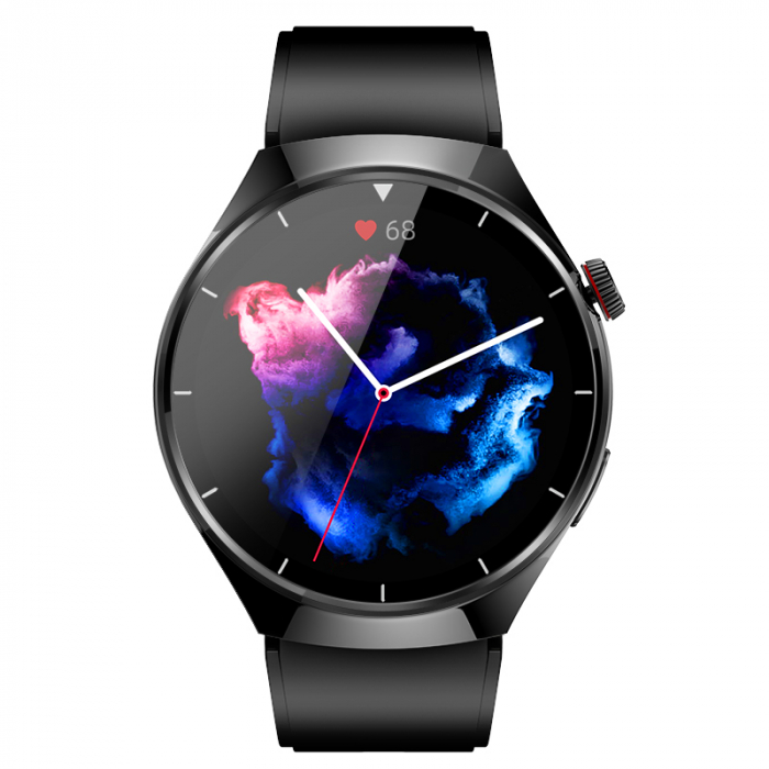 Smartwatch iSEN BK03, Fekete TPU szíjjal, 1.39" HD, Bluetooth hívás, EKG, Vércukorszint, Vér oxigénszint, Vérnyomás, Pulzus, Testhőmérséklet, Zenelejátszás, 270 mAh [2]