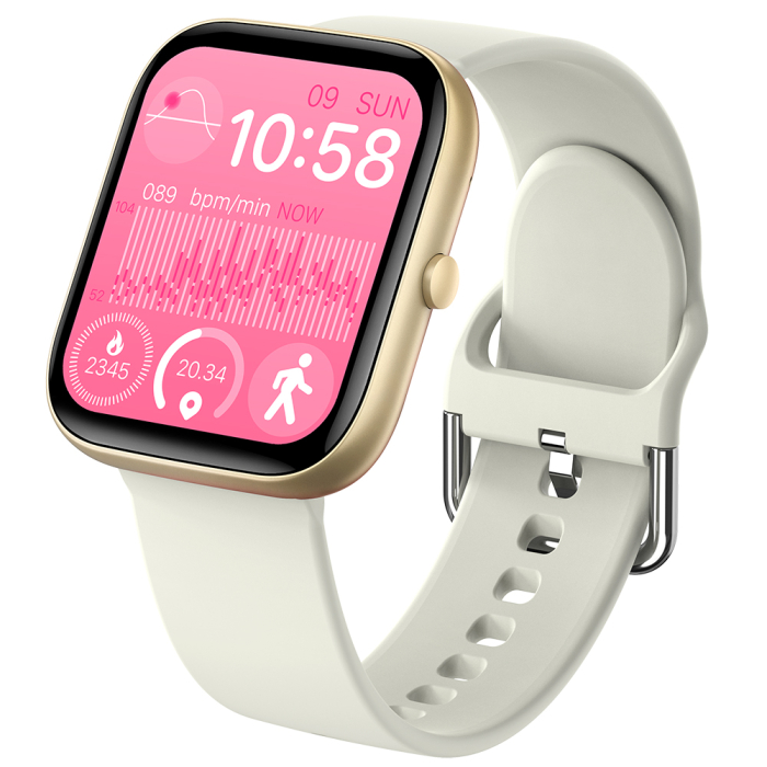 SEN C08 Okosora, Arany, Feher TPU Szij, 1.91" TFT, Pulzus, Vernyomas, Veroxigen (SpO2), Sport Modok, Hivas & Uzenet Ertesitesek, 200 mAh, Android 5.0 / iOS 10.0 [12]