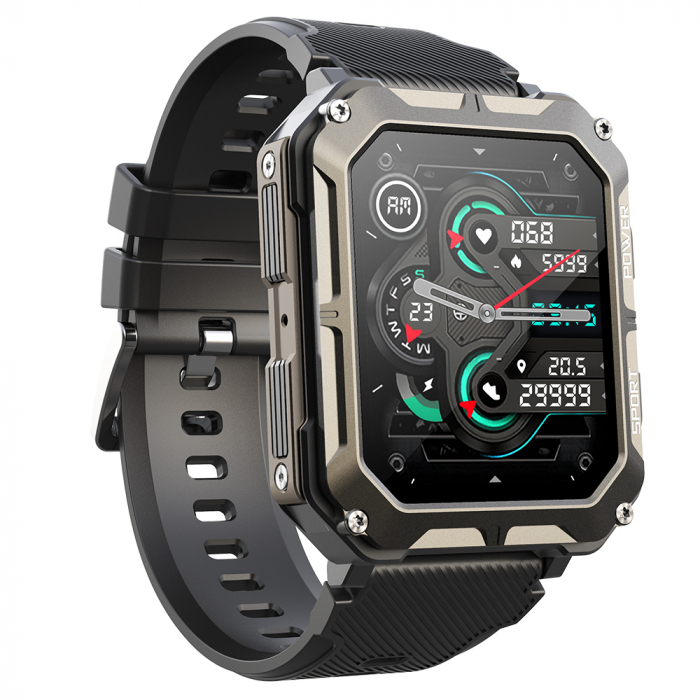 Okosóra iSEN C20 Pro Fekete, 1,83 hüvelykes, Bluetooth hívás, Bluetooth 5.0, pulzusszám, SpO2, 123 sport, Ip68, 380 mAh [4]