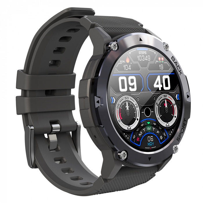 Okosóra iSEN C21 Pro Fekete, 1,32 hüvelykes, Bluetooth hívás, Bluetooth 5.0, pulzusszám, SpO2, 19 sport, Ip68, 300 mAh [5]