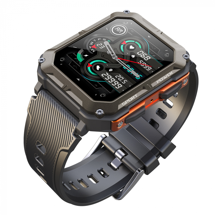 Okosóra iSEN C20 Pro Narancssárga, 1,83 hüvelykes, Bluetooth hívás, Bluetooth 5.0, pulzusszám, SpO2, 123 sport, Ip68, 380 mAh [16]