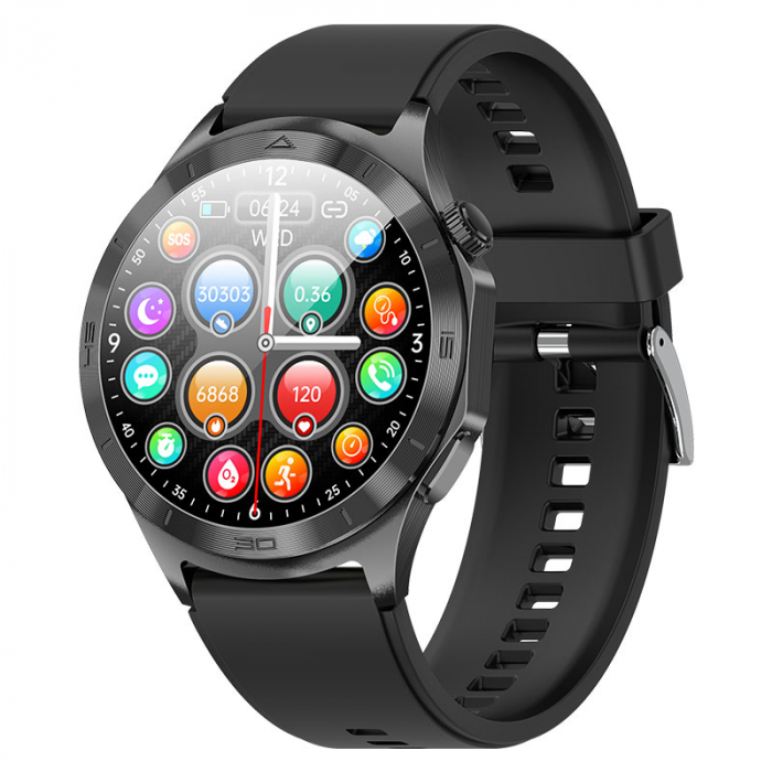 Smartwatch iSEN FD06 Fekete, 1.85" HD, Alvásfigyelés, Vércukorszint, SpO2+ECG, HR, Bt Hívás, SOS, Hangsegéd, Menstruációs Követés [5]