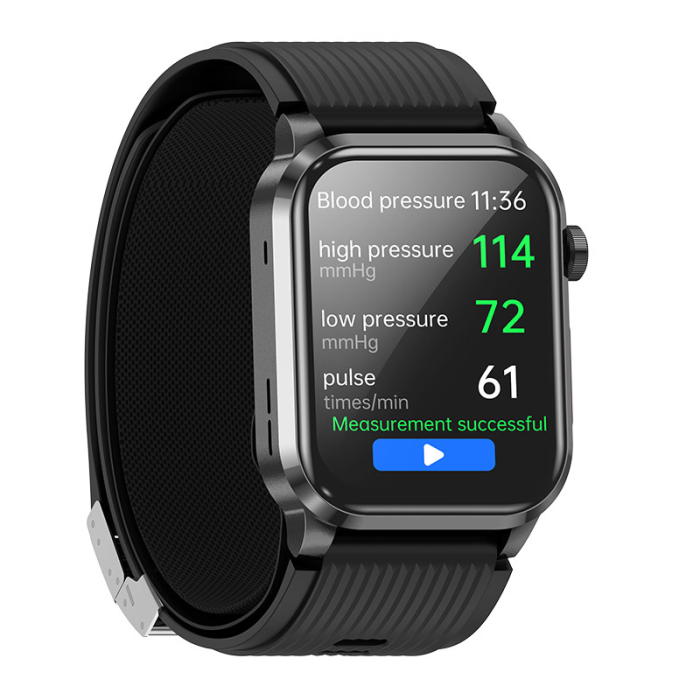 iSEN P300-Pro Okosora, Fekete, Fekete Szilikon Szij, 2.13" AMOLED, Pulzus, SpO2, Vernyomas (Legpumpa), EKG, Homerseklet, Sport Modok, Bluetooth, 300 mAh, Android 8.0 / iOS 10.0 [4]