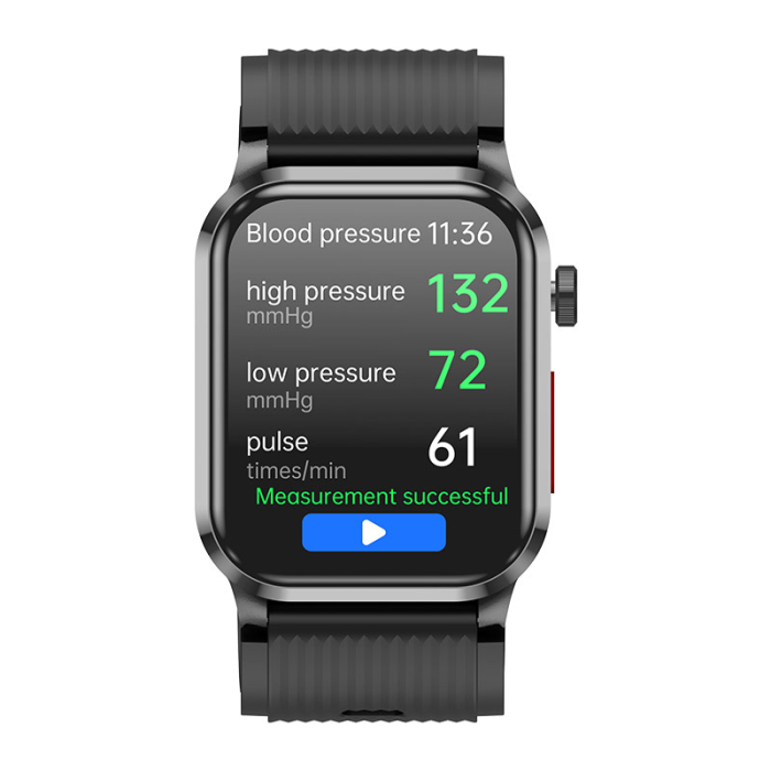 iSEN P300-Pro Okosora, Fekete, Fekete Szilikon Szij, 2.13" AMOLED, Pulzus, SpO2, Vernyomas (Legpumpa), EKG, Homerseklet, Sport Modok, Bluetooth, 300 mAh, Android 8.0 / iOS 10.0 [5]