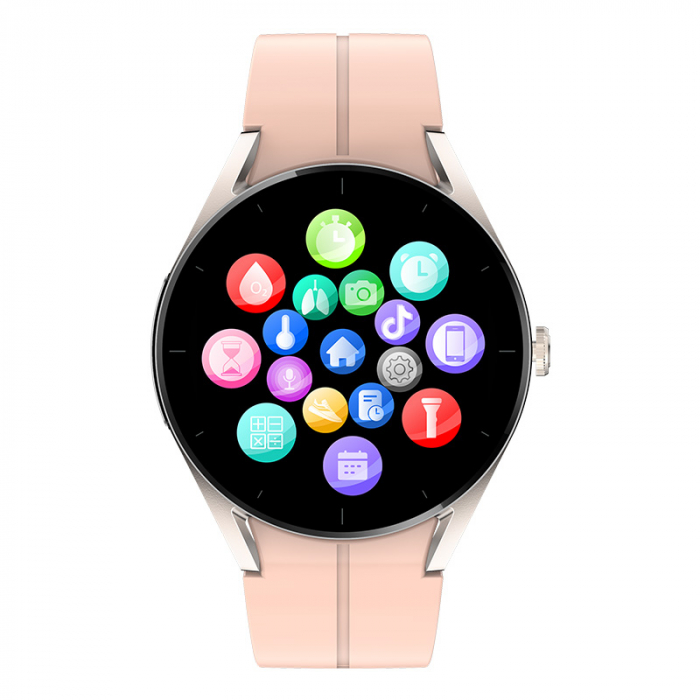 Okosóra iSEN KS05 Rózsaszín, 1,32" IPS HD, EKG, Pulzus, Vérnyomás, Glükóz, Oxigén, Bluetooth hívás, Bt v5.1, IP67, 185 mAh [3]