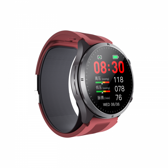 Okosóra iSEN S26 Piros, 2.06"AMOLED, Légpumpás+légzsákos vérnyomásmérés, ECG, Vércukor, Oxigén, Hőmérséklet és Alvásfigyelés, Sport módok, Bluetooth hívás, Zenevezérlés, Időjárás, NFC, 530mAh [4]