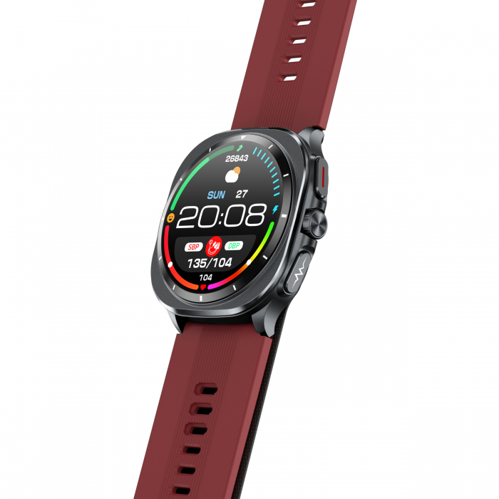 Okosóra iSEN TK65 Piros, 1.43"AMOLED, Inflálható mandzsetta vérnyomásmérő, Sport módok, Egészség- és alvásfigyelés, BT hívás, Zenevezérlés, Időjárás előrejelzés, NFC, 530mAh [7]