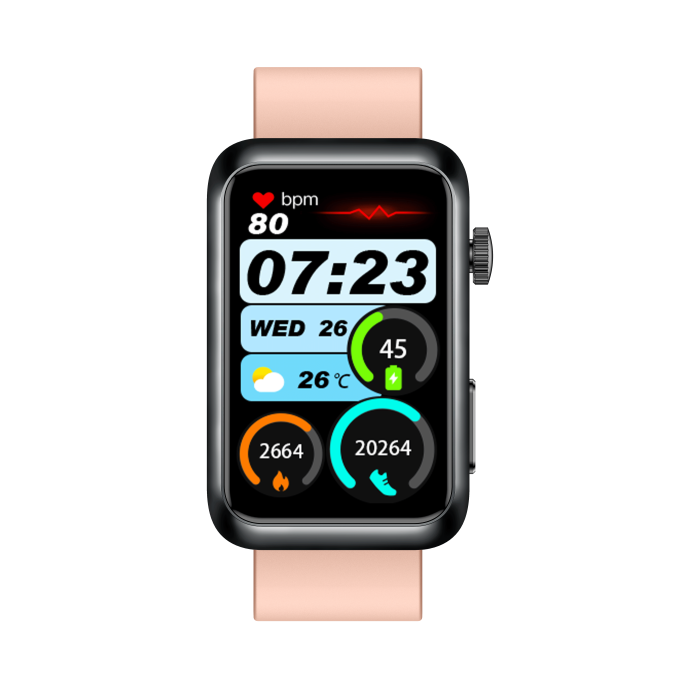 iSEN TK77 Okosóra Rózsaszín, Szilikon, 1.57" HD, EKG, Mikro-Vizsgálat, Vércukor, Húgysav & Zsír Kockázat, BT Hívás, Hangasszisztens, Zseblámpa, SOS, 250mAh [12]