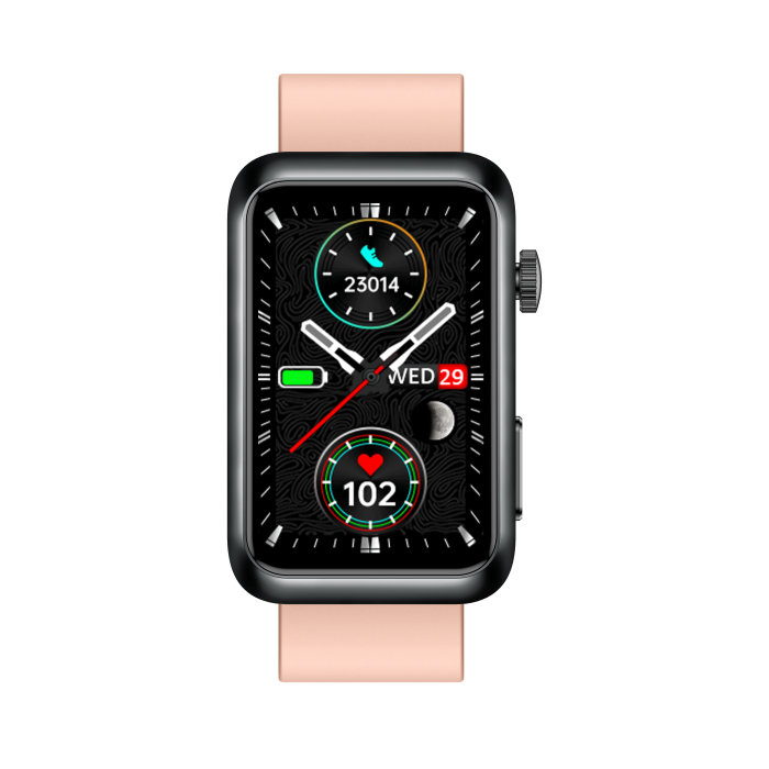 iSEN TK77 Okosóra Rózsaszín, Szilikon, 1.57" HD, EKG, Mikro-Vizsgálat, Vércukor, Húgysav & Zsír Kockázat, BT Hívás, Hangasszisztens, Zseblámpa, SOS, 250mAh [11]