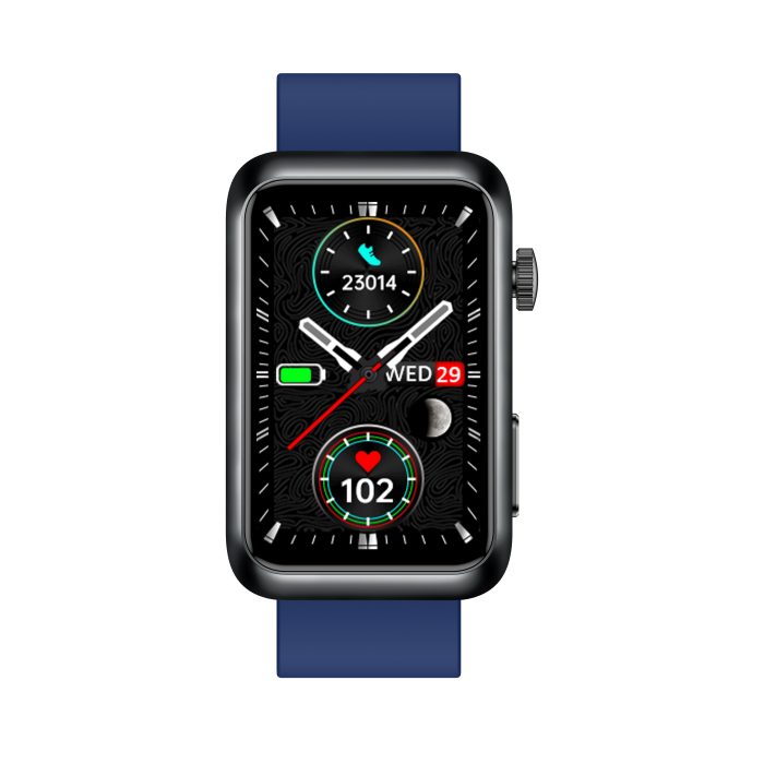 iSEN TK77 Okosóra Kék, Szilikon, 1.57" HD, EKG, Mikro-Vizsgálat, Vércukor, Húgysav & Zsír Kockázat, BT Hívás, Hangasszisztens, Zseblámpa, SOS, 250mAh [10]