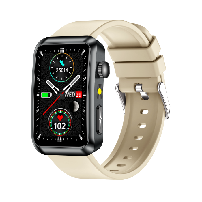 iSEN TK77 Okosóra Fehér, Szilikon, 1.57" HD, EKG, Mikro-Vizsgálat, Vércukor, Húgysav & Zsír Kockázat, BT Hívás, Hangasszisztens, Zseblámpa, SOS, 250mAh [2]