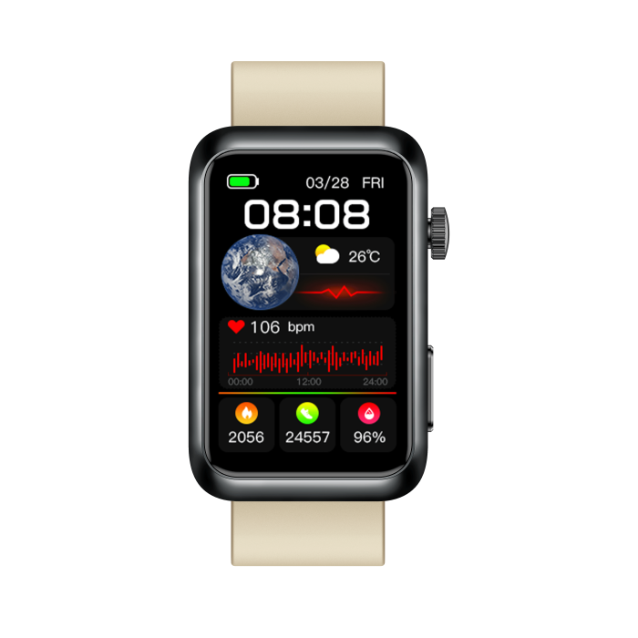 iSEN TK77 Okosóra Fehér, Szilikon, 1.57" HD, EKG, Mikro-Vizsgálat, Vércukor, Húgysav & Zsír Kockázat, BT Hívás, Hangasszisztens, Zseblámpa, SOS, 250mAh [12]