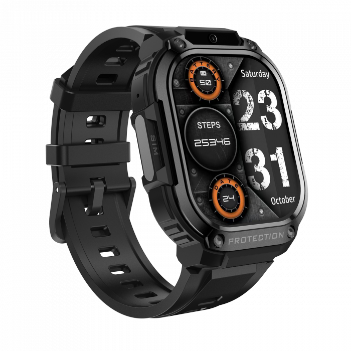 Smartwatch iSEN Watch DM63, 4G, 2.13" AMOLED, 2 GB RAM + 16 GB ROM, Android 8.1, Bt v4.2, HD kamera, mikrofon, nanoSIM, GPS, Egészségfigyelés, 1000mAh, IP67, Fekete [3]