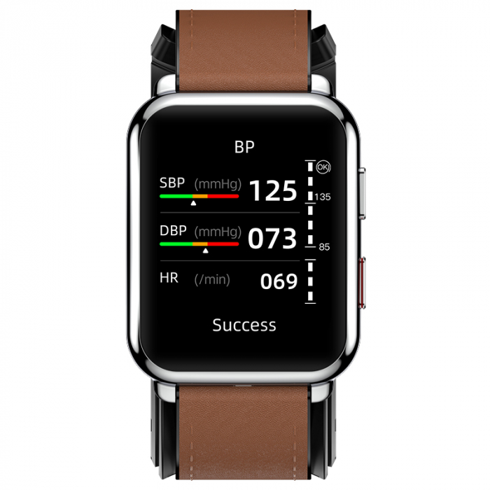 Smartwatch iSEN Watch P80 Silver cu bratara maro din piele [4]