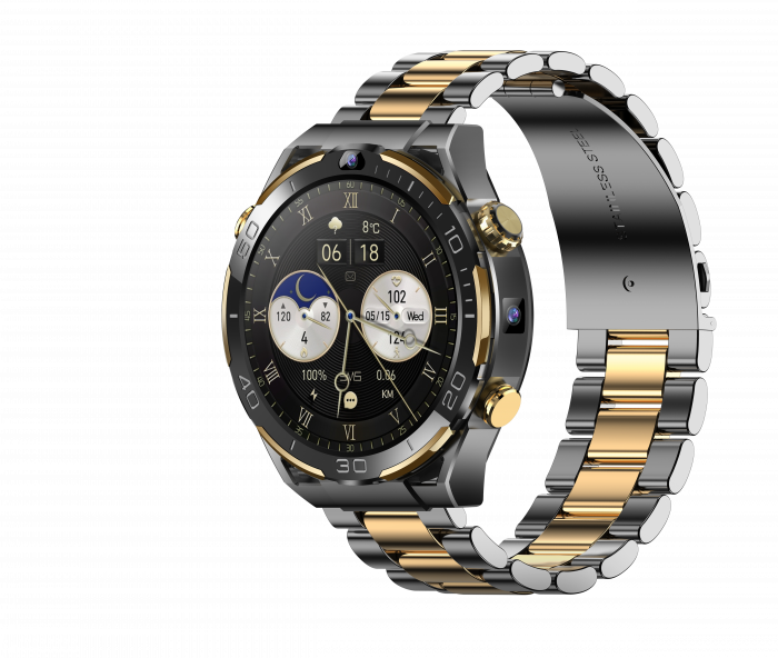 Okosóra iSEN Watch T7, Black/Gold, 4G, 1,5" AMOLED, HD Dual Kamera, Android 10, 6GB RAM + 128GB ROM, WiFi 5G, GPS, 800mAh, IP67, Fém szíj [2]