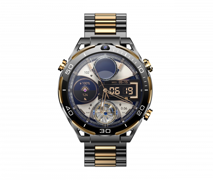 Okosóra iSEN Watch T7, Black/Gold, 4G, 1,5" AMOLED, HD Dual Kamera, Android 10, 6GB RAM + 128GB ROM, WiFi 5G, GPS, 800mAh, IP67, Fém szíj [3]