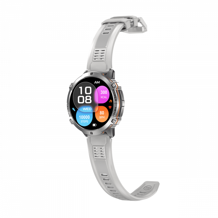 iSEN X3 okosora, Szürke szilikon, 1.73" AMOLED, SpO2-, stresszfigyeles, 100+ sportmod, Bluetooth, 1000 mAh, Android 9.0 vagy iOS 9.0 es ujabb verzio kompatibilis [8]