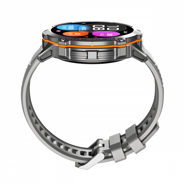 iSEN X3 okosora, Szürke szilikon, 1.73" AMOLED, SpO2-, stresszfigyeles, 100+ sportmod, Bluetooth, 1000 mAh, Android 9.0 vagy iOS 9.0 es ujabb verzio kompatibilis [13]