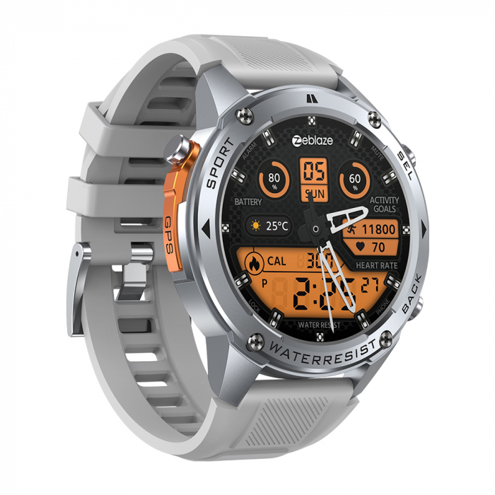 Smartwatch Zeblaze Stratos 2 Ultra 4G, Ezüst, Kettős sávos GPS, Bluetooth Hívások, 1.43" AMOLED, 500 mAh, 170+ Sportmód [8]