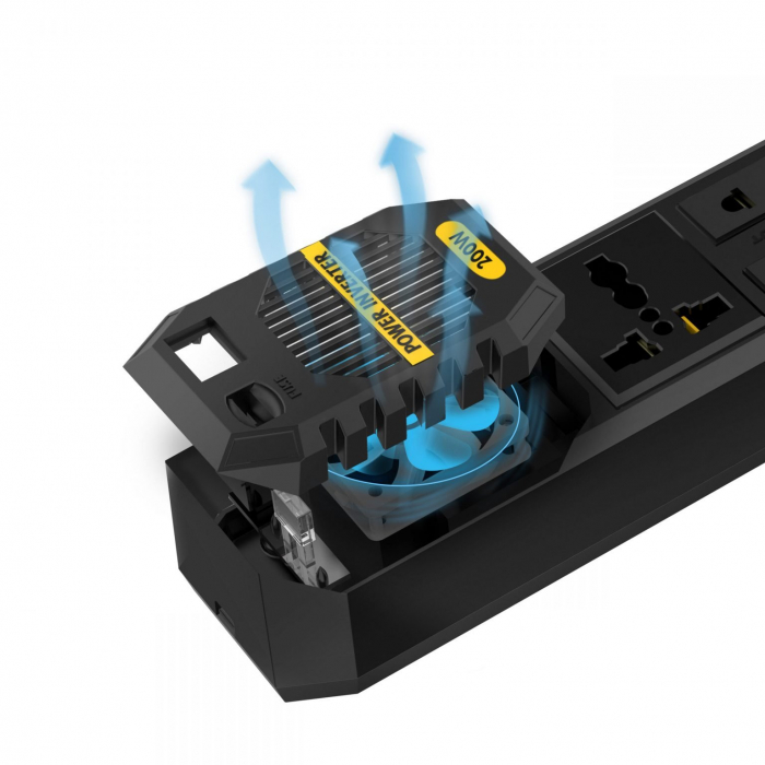 iSEN Mini Hordozható Autós Inverter Fekete, 200W - DC 24V, Gyors töltés, Rövidzárlatvédelem, Hűtőventilátor, 4xUSB [4]