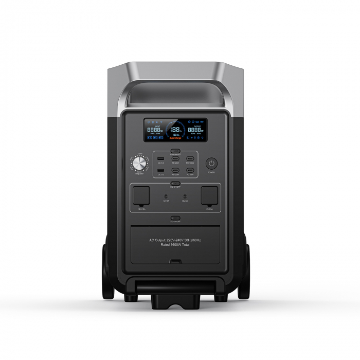 Fossibot F3600 Pro Hordozható Töltőállomás, Fekete, 3600W, 3840Wh, LCD Kijelző, BMS Védelem, 13 Kimenet, Levehető LED Zseblámpa, SOS [5]