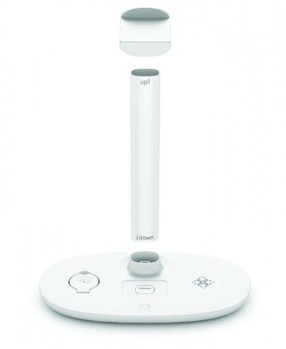 Fejhallgató állvány / Vezeték nélküli töltő iSEN 4 az 1-ben fehér, Fejhallgató töltő max 3W, Óratöltő max 2W, Telefontöltő max 15W [2]