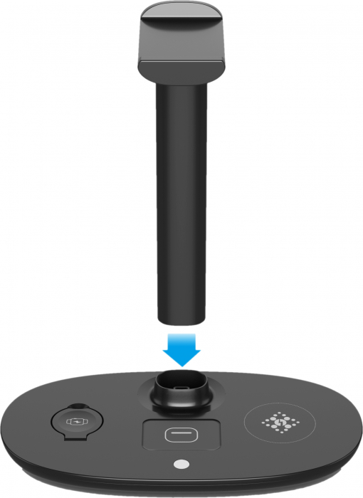 Fejhallgató állvány / iSEN 4 az 1-ben vezeték nélküli töltő fekete, Fejhallgató töltő max. 3W, Óratöltő max. 2W, Telefontöltő max 15W [7]