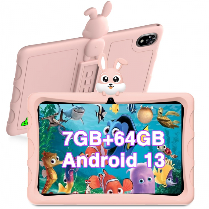 Doogee U9KID Tablet Rózsaszín, 10.1" IPS HD TÜV SÜD, Android 13, 7GB RAM (3GB + 4GB bővíthető), 64GB ROM, RK3562, 5060mAh, szilikon tok, WiFi6, Gyerek alkalmazások [2]