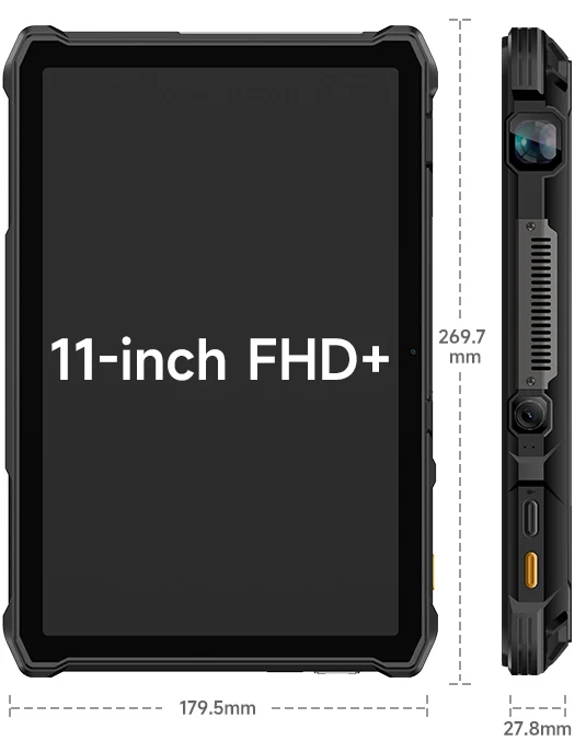 Ulefone Armor Pad 5 Pro Táblagép, Fekete, 5G, 11'' FHD+, Android 15, 44GB RAM (12GB + 32GB Bővíthető), 512GB ROM, 64MP, Éjszakai Látás, Dimensity 7400X, 24200mAh, 120W, Két SIM [7]