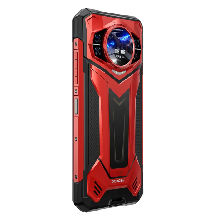 Doogee S200 Plus Mobiltelefon, Piros, 5G, Kettős kijelző (6.72" IPS FHD+ & 1.32" AMOLED), 32GB RAM (12GB+20GB bővíthető), 512GB ROM, 100MP AI Tripla Kamera, Android 14, Dimensity 7300, 10100mAh, 33W, [2]