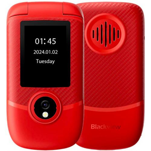 Mobiltelefon Flip Blackview N2000, Red, 4G, Kettős kijelző 2,8" + 1,77", 48 MB RAM + 128 MB ROM, RTOS, Unisoc T107, 1500 mAh, SOS, Két SIM [2]